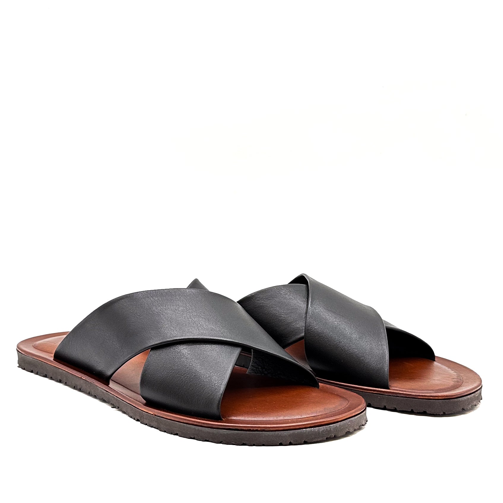 Angelo Black Men’s Italian Leather Sandals Shoes Artigiano Italian Leather Thong Sandals, Black, Casual Shoes main image 3