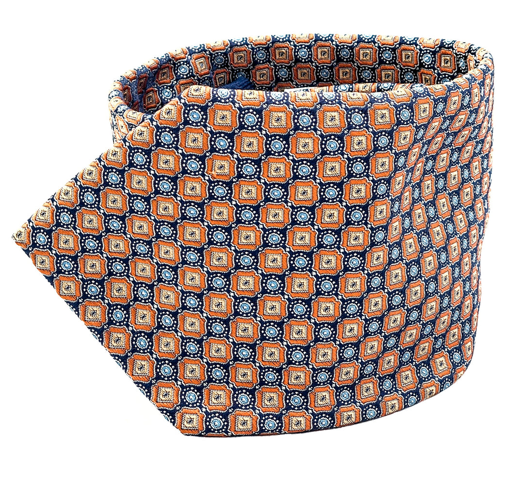 Blue and Orange Medallion Tie