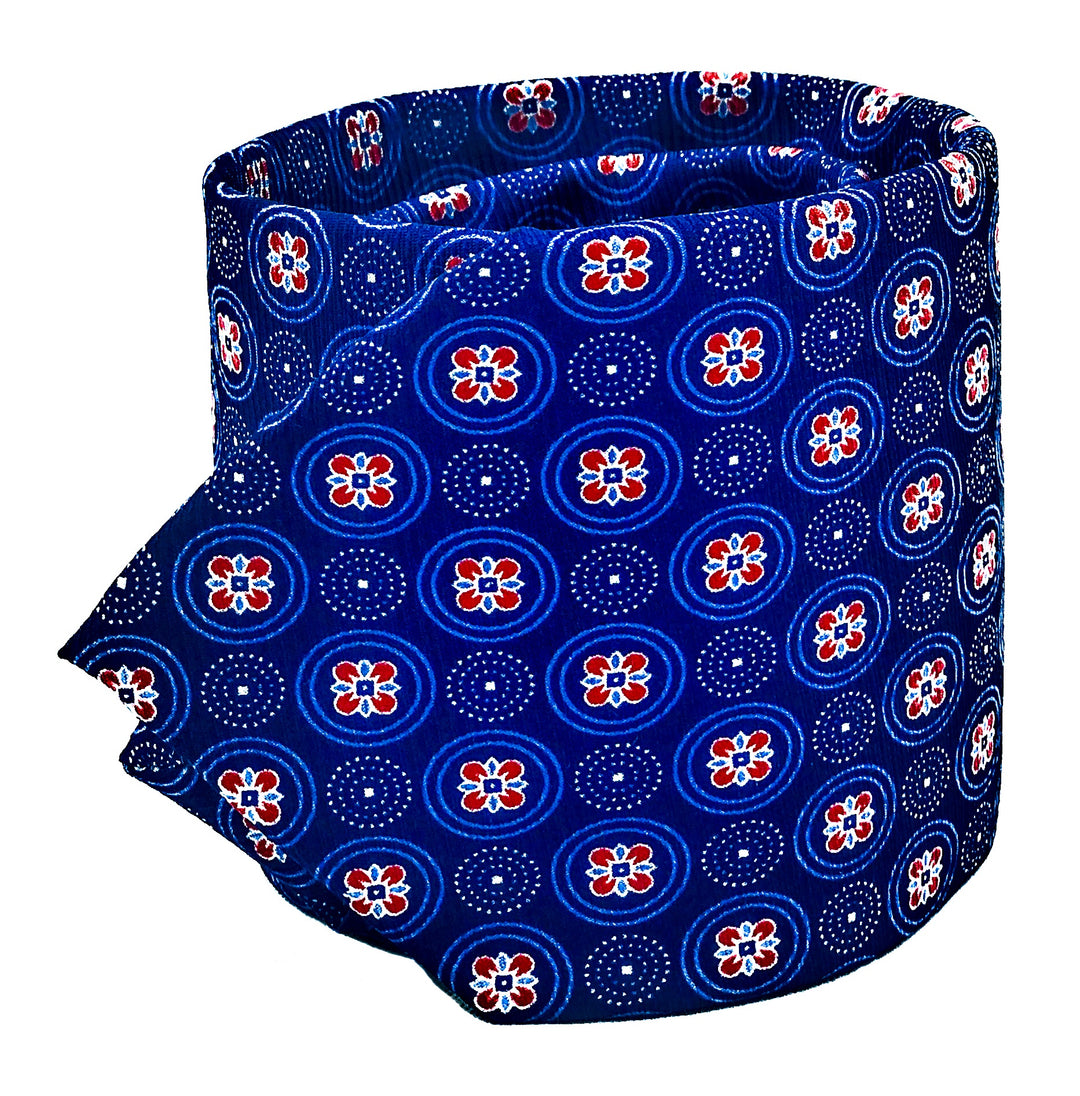 Blue with Red Medallion Tie