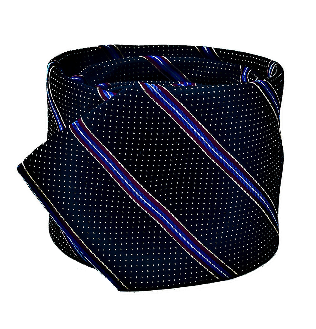 Navy Dotted and Striped Tie