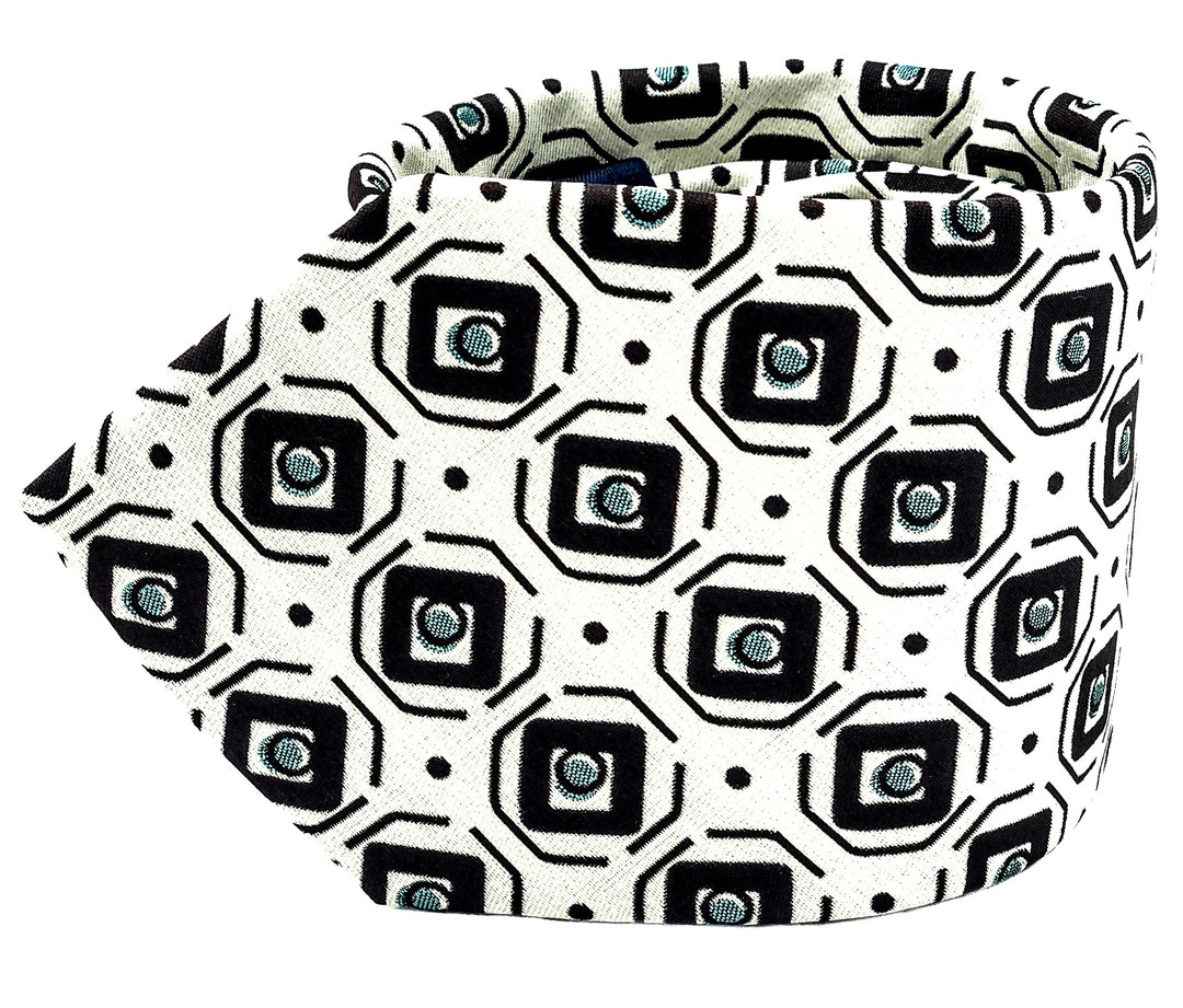 White and Brown Medallion Tie