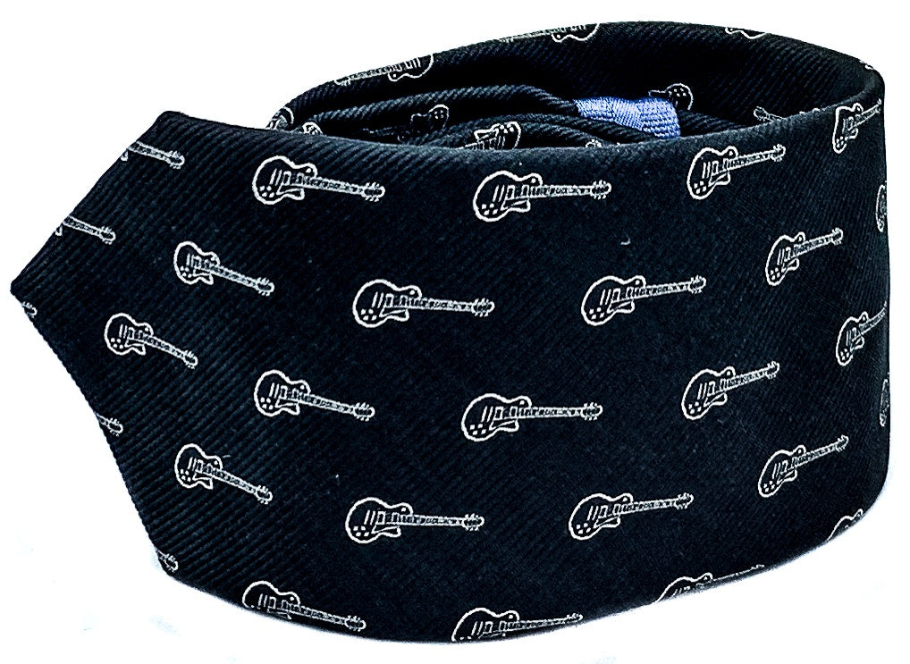 Black Guitar Motif Tie