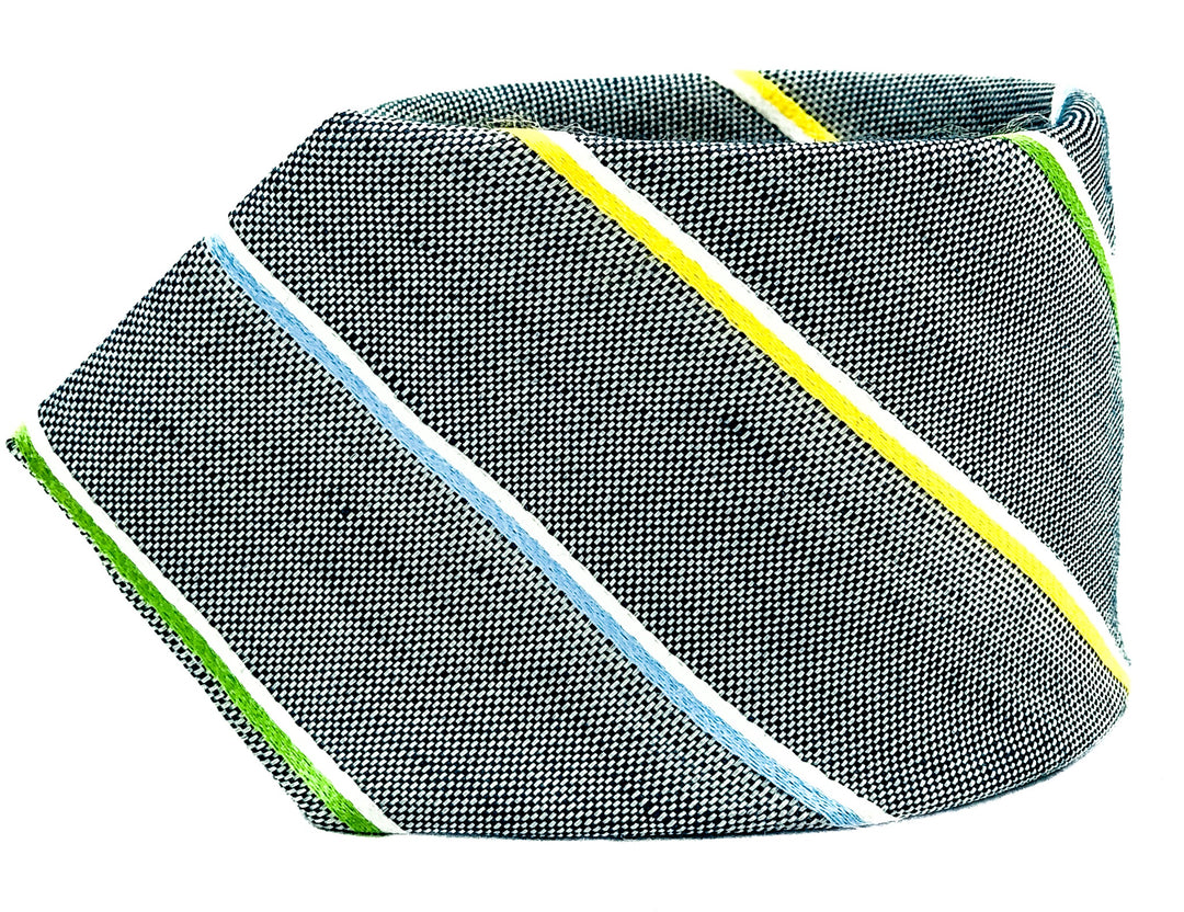 Grey Multi-Coloured Stripe Tie