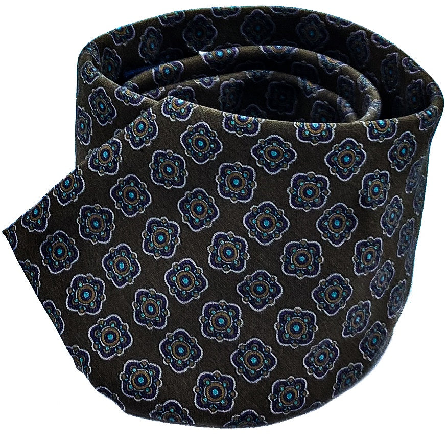 Brown Purple Medallion Tie