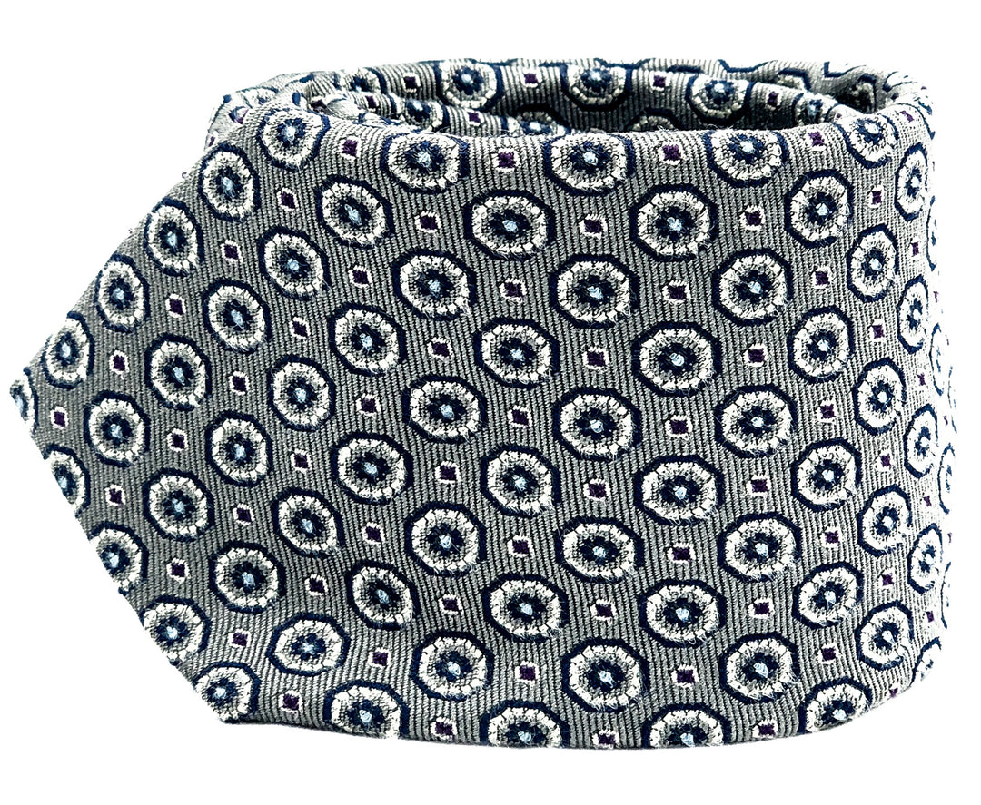 Grey Medallion Motif Tie