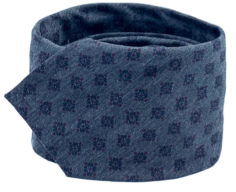 Grey Geometric Floral Medallion Tie
