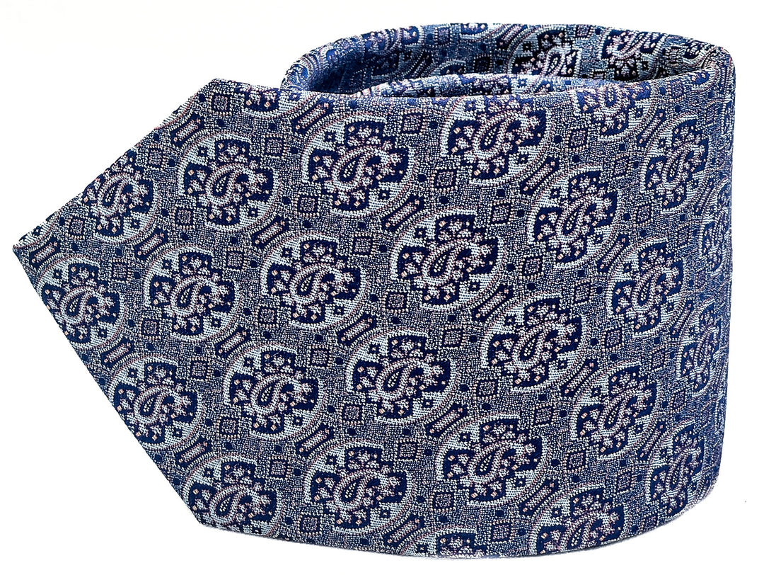 Blue Navy and Pink Medallion Tie