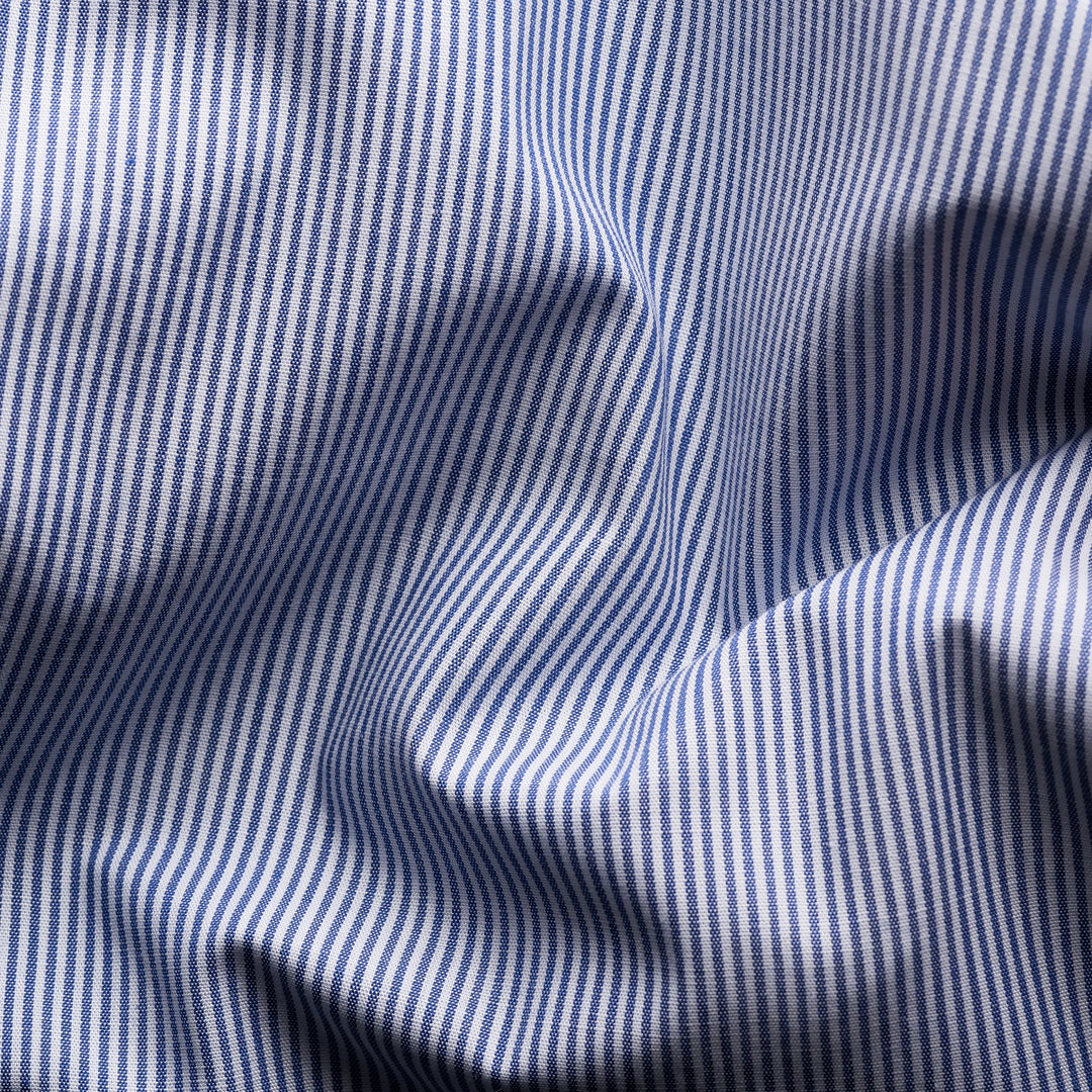 Contemporary Fit Striped Fine Twill with Colour Coordinated Button Thread