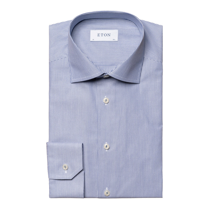 Contemporary Fit Striped Fine Twill with Colour Coordinated Button Thread