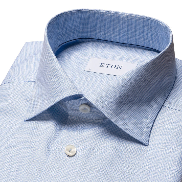 Slim Fit Check Twill with Colour Coordinated Button Thread