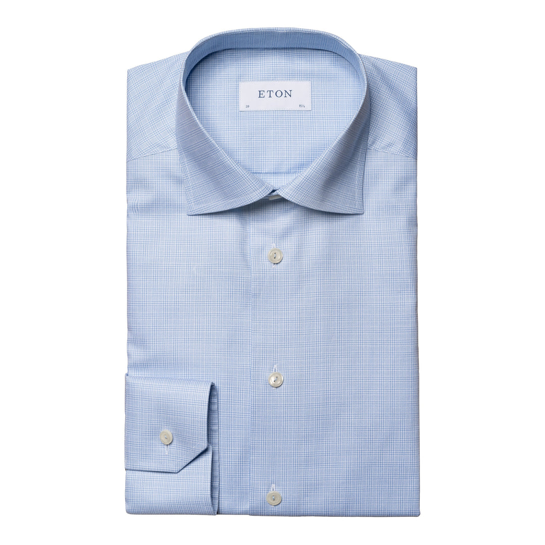Slim Fit Check Twill with Colour Coordinated Button Thread