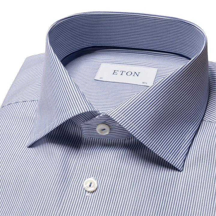 Contemporary Fit Striped Fine Twill with Colour Coordinated Button Thread