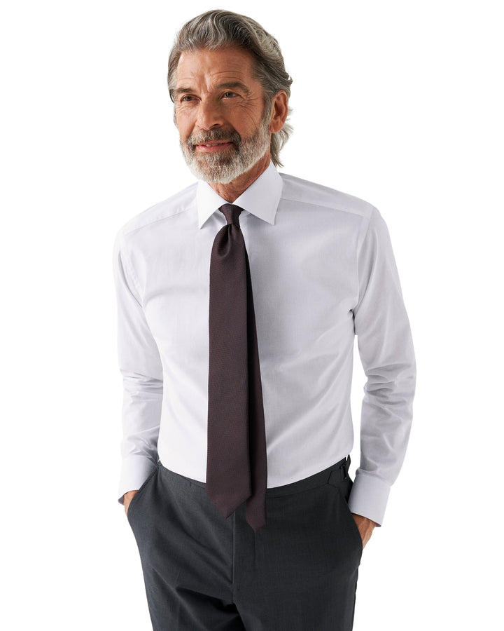 Slim Fit Geometric Dobby with Contrast Button and Button Thread
