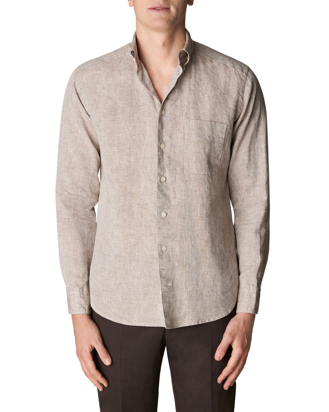 Slim Fit Casual Organic Linen with Button Down Collar