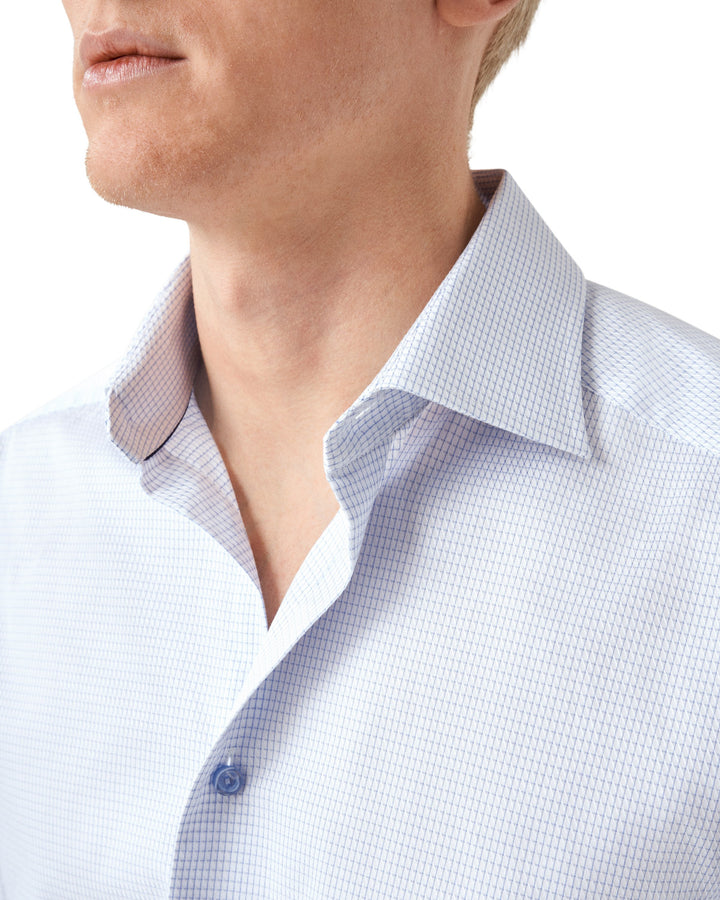 Slim Fit Window Check Twill with Colour Coordinated Buttons and Button Thread