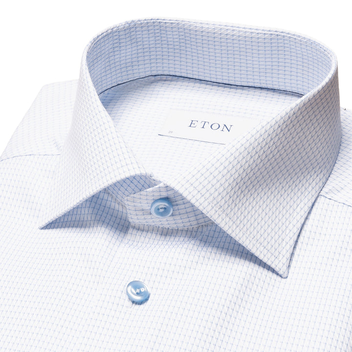 Slim Fit Window Check Twill with Colour Coordinated Buttons and Button Thread