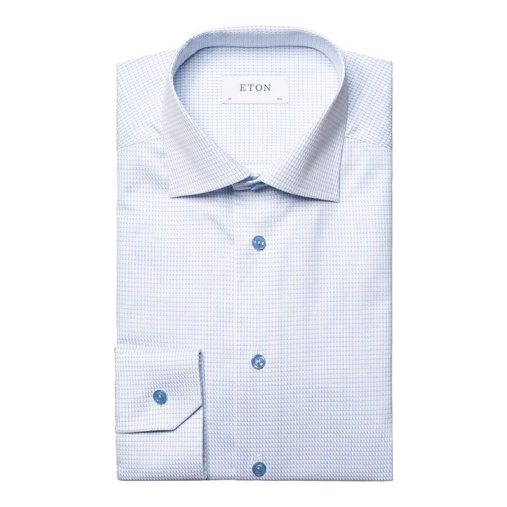 Slim Fit Window Check Twill with Colour Coordinated Buttons and Button Thread
