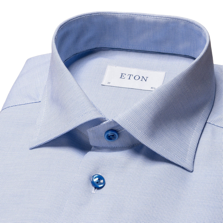 Slim Fit Micro Check Twill with Colour Coordinated Buttons