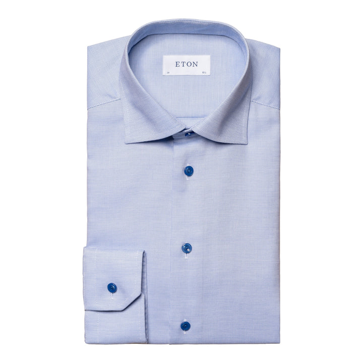 Slim Fit Micro Check Twill with Colour Coordinated Buttons
