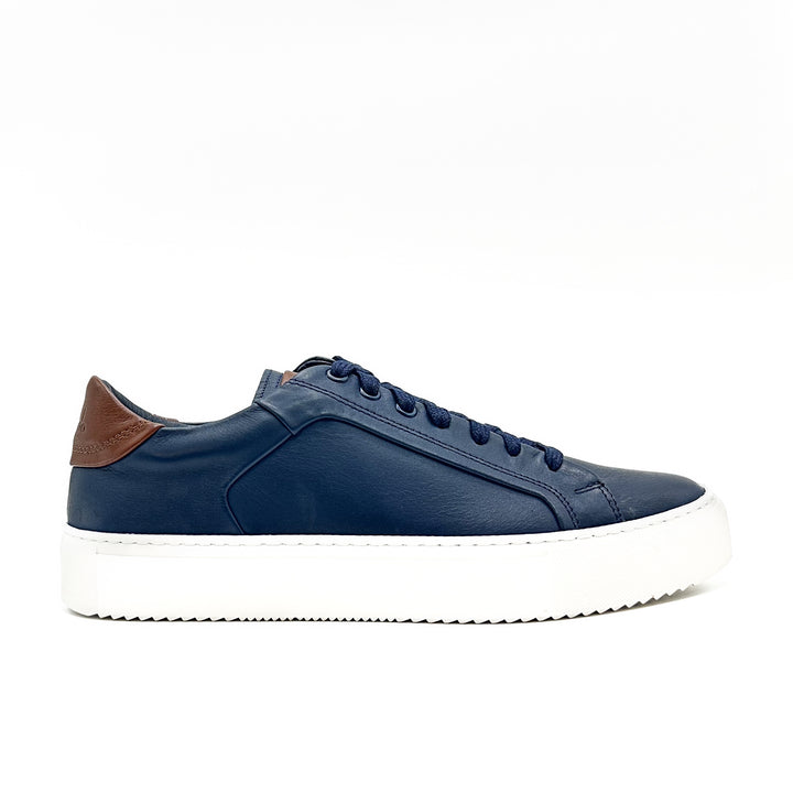 91099 Leather Cup Sole Sneaker - Navy/Tan