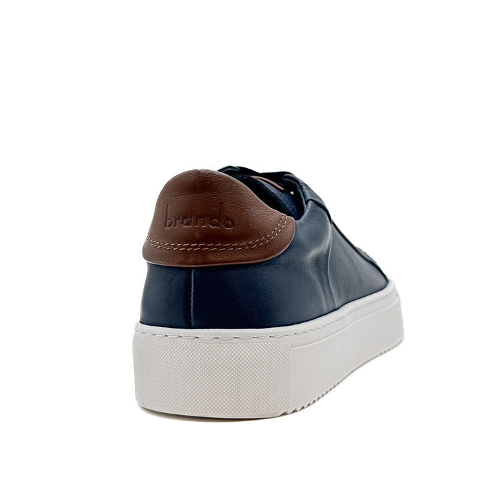 91099 Leather Cup Sole Sneaker - Navy/Tan