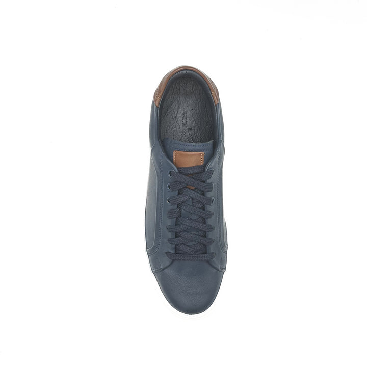 91099 Leather Cup Sole Sneaker - Navy/Tan