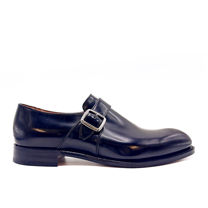 William II Single Monk Strap in Black Polished Bookbinder Leather