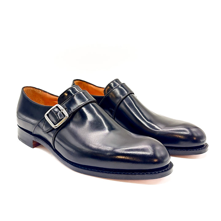 William II Single Monk Strap in Black Polished Bookbinder Leather