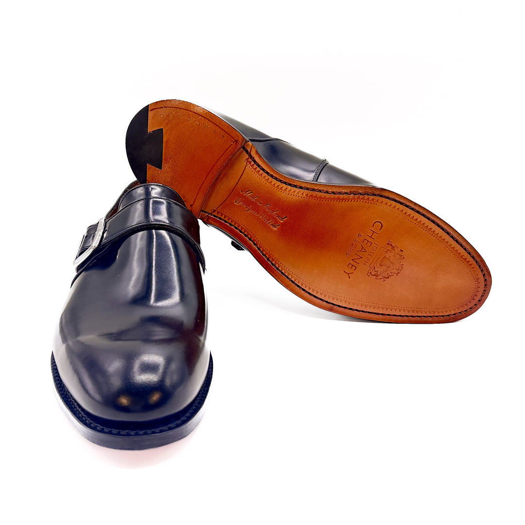 William II Single Monk Strap in Black Polished Bookbinder Leather