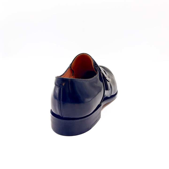 William II Single Monk Strap in Black Polished Bookbinder Leather