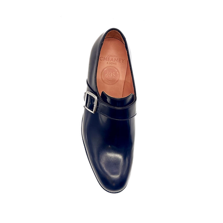 William II Single Monk Strap in Black Polished Bookbinder Leather