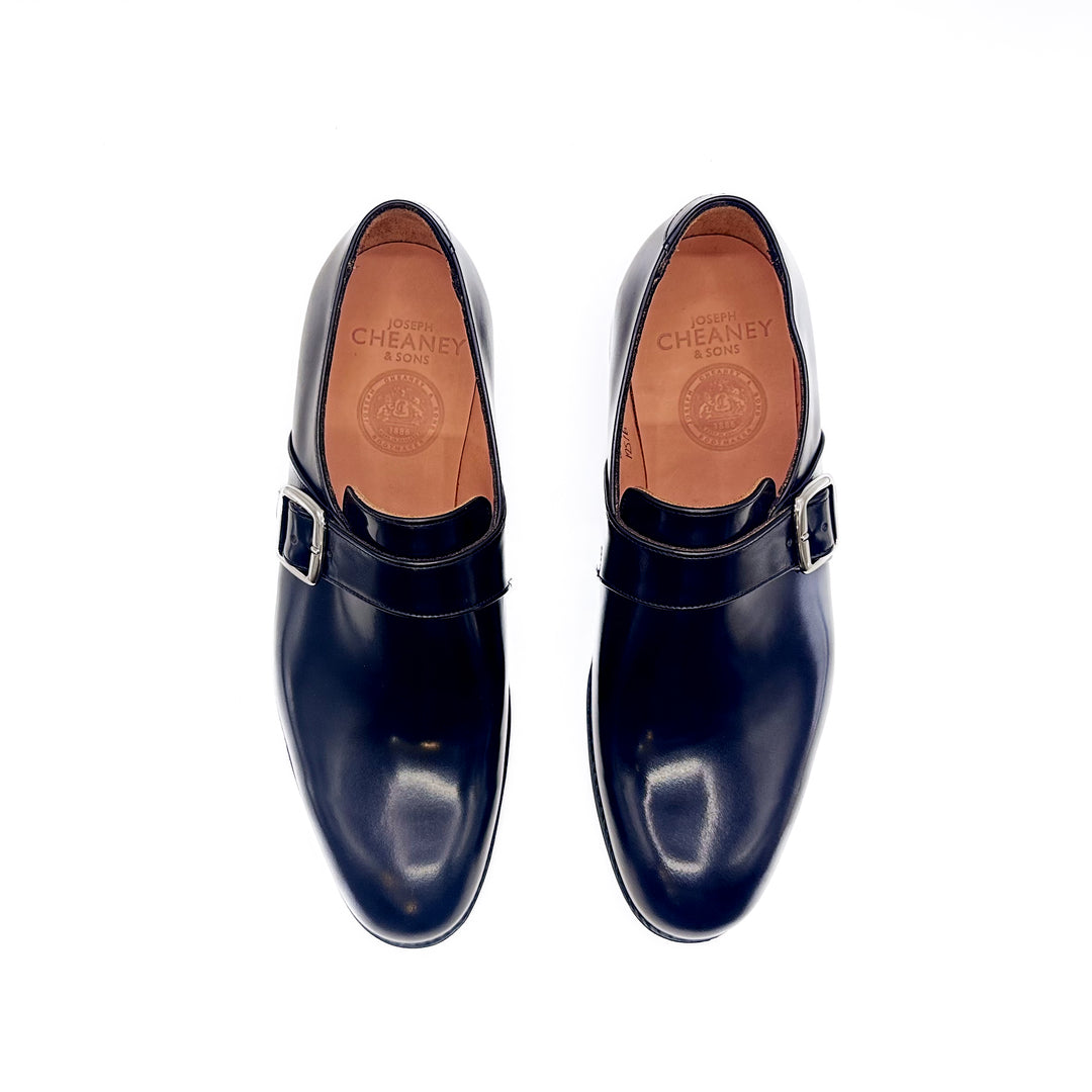 William II Single Monk Strap in Black Polished Bookbinder Leather