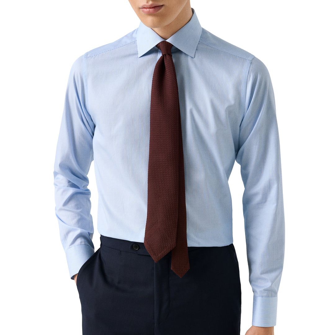 Slim Fit Fine Stripe Signature Twill