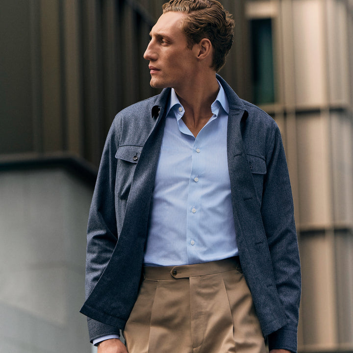 Slim Fit Fine Stripe Signature Twill