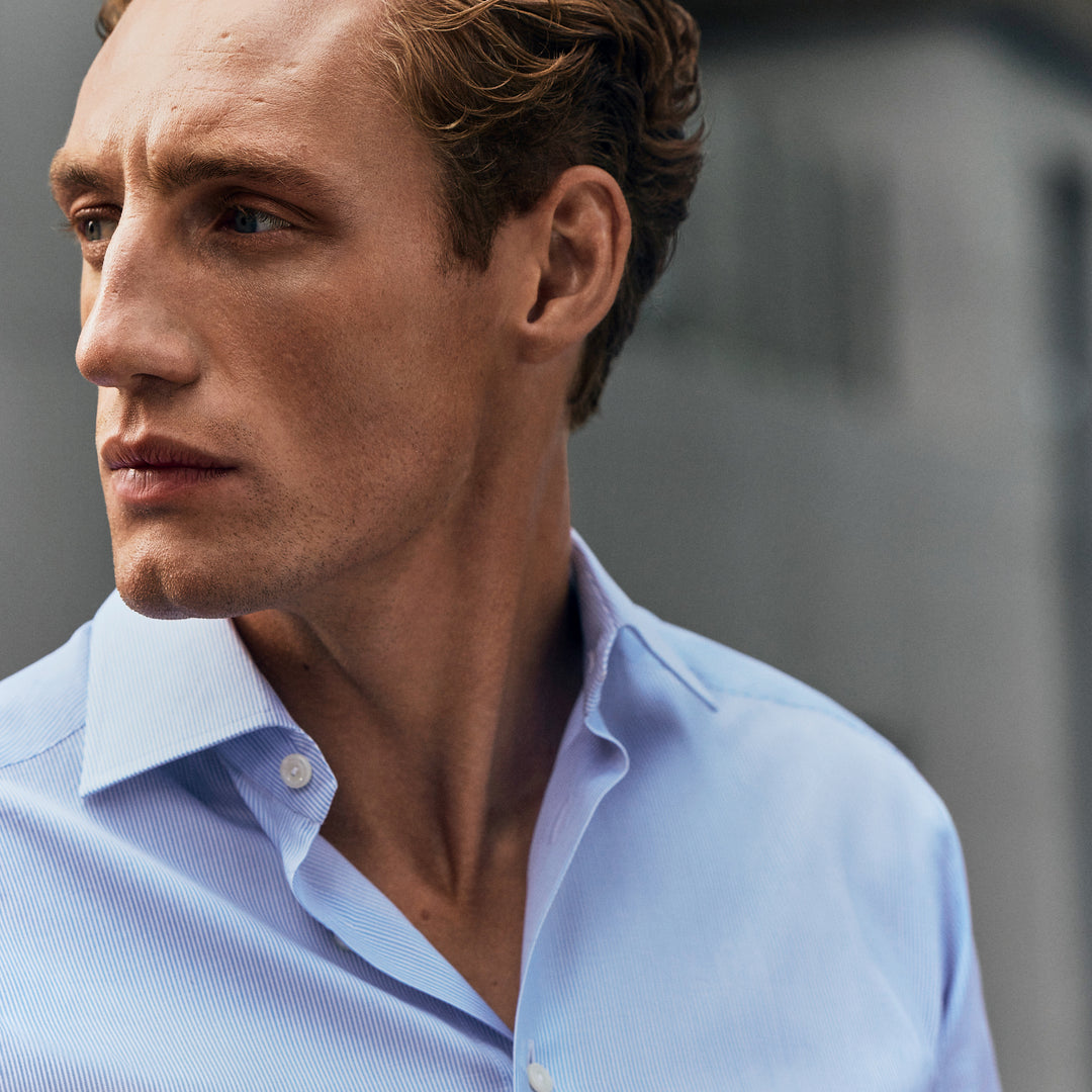 Contemporary Fit Fine Stripe Signature Twill