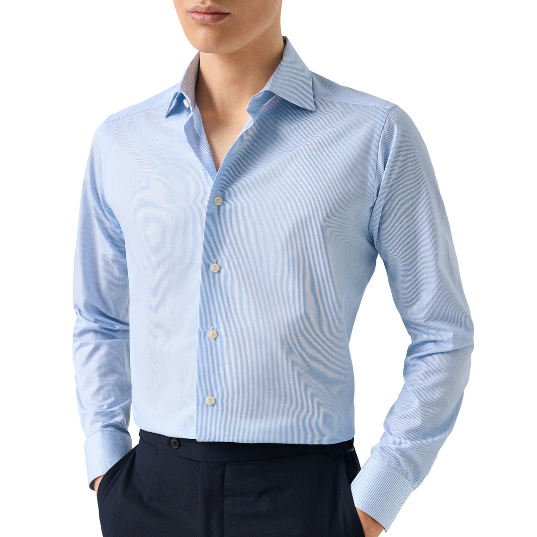 Contemporary Fit Fine Stripe Signature Twill