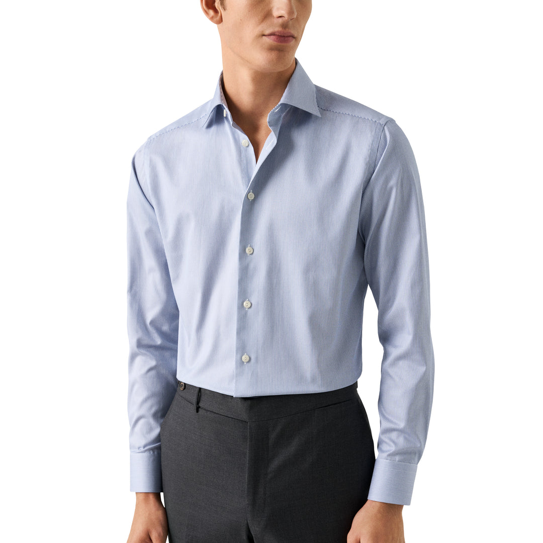 Contemporary Fit Fine Stripe Signature Twill