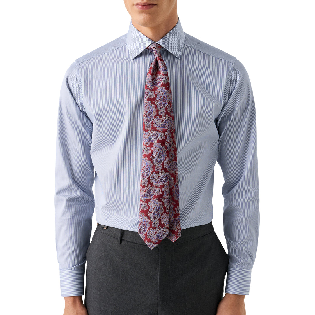 Contemporary Fit Fine Stripe Signature Twill