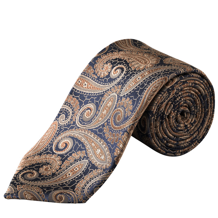 Paisley Woven Silk Tie - Brown