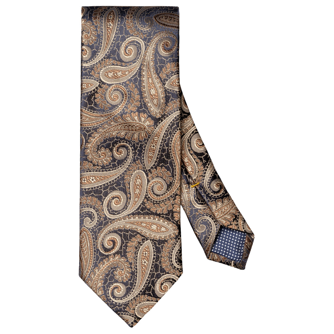 Paisley Woven Silk Tie - Brown