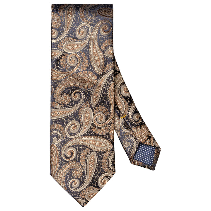 Paisley Woven Silk Tie - Brown