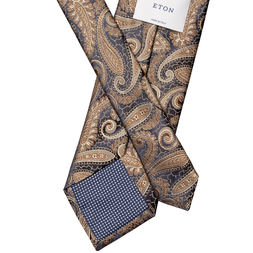 Paisley Woven Silk Tie - Brown