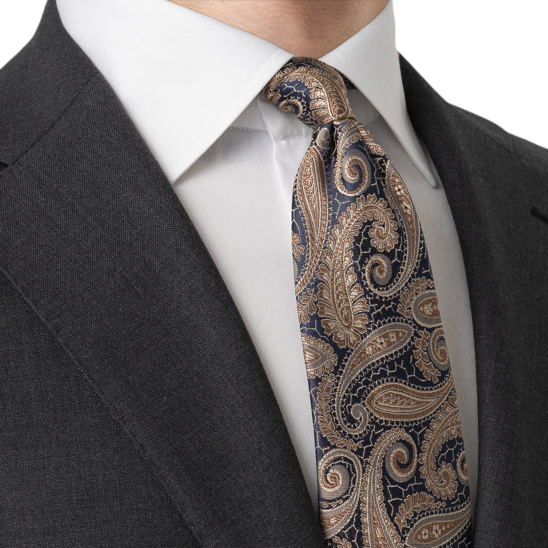 Paisley Woven Silk Tie - Brown