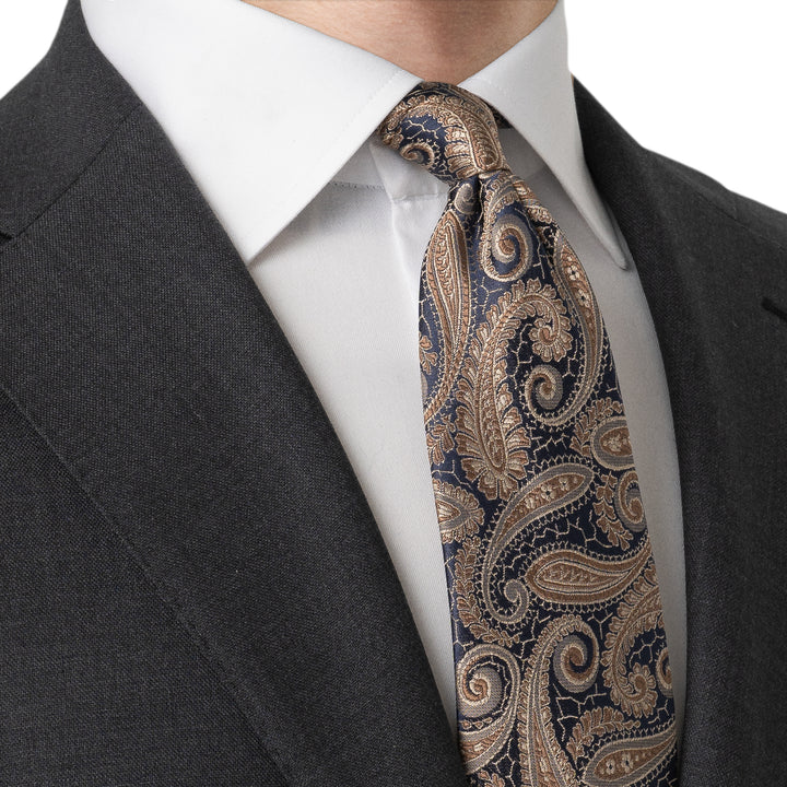 Paisley Woven Silk Tie - Brown