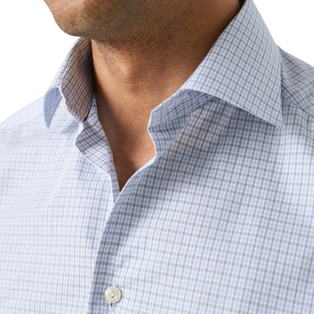 Contemporary fit Micro Check Twill