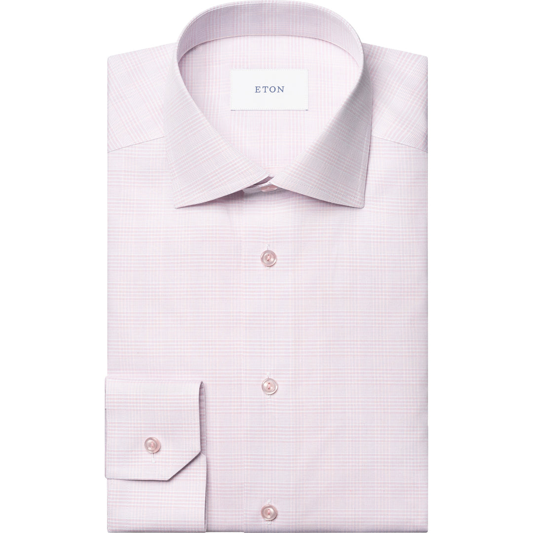 Slim Fit Prince of Wales Check Twill with Colour Coordinated Buttons and Button Thread