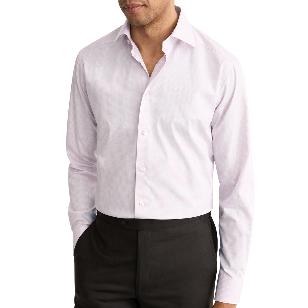 Slim Fit Prince of Wales Check Twill with Colour Coordinated Buttons and Button Thread