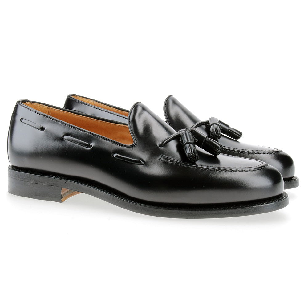 8491 - Black Polished Leather Tassel Loafer