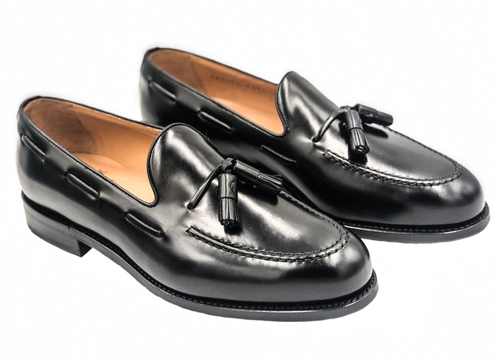 8491 - Black Polished Leather Tassel Loafer