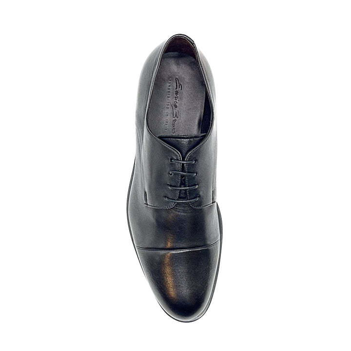 18570 Cap  Black Nappa Leather Derby Cap Toe